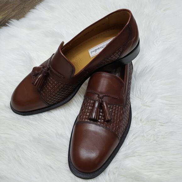NEW SANDRO MOSCOLONI Seneca Woven Tassel Bologna Loafer 8.5 M Brown leather main image 8